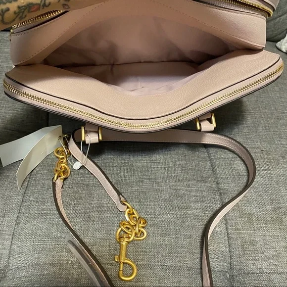 Tory Burch Georgia Double Zip Pebbled shell pink